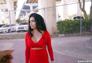 Beguiling latin bombshell Aaliyah Hadid with round tits is deepthroating like a pro because pal likes it a lot