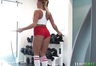 Playful blonde lady Nikki Delano was eager to fuck her pussy tester